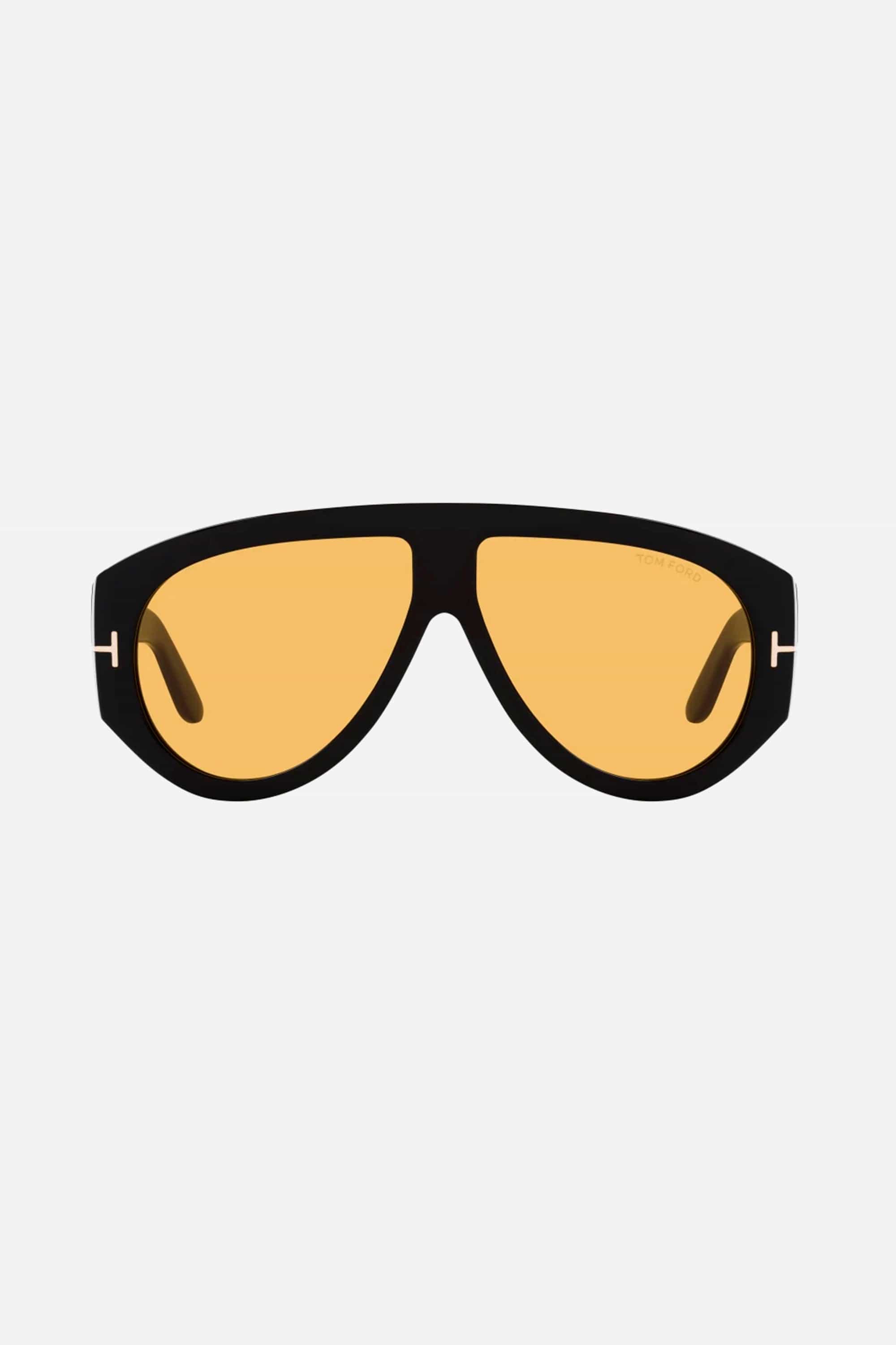 Tom Ford Bronson black and yellow pilot sunglasses - Eyewear Club