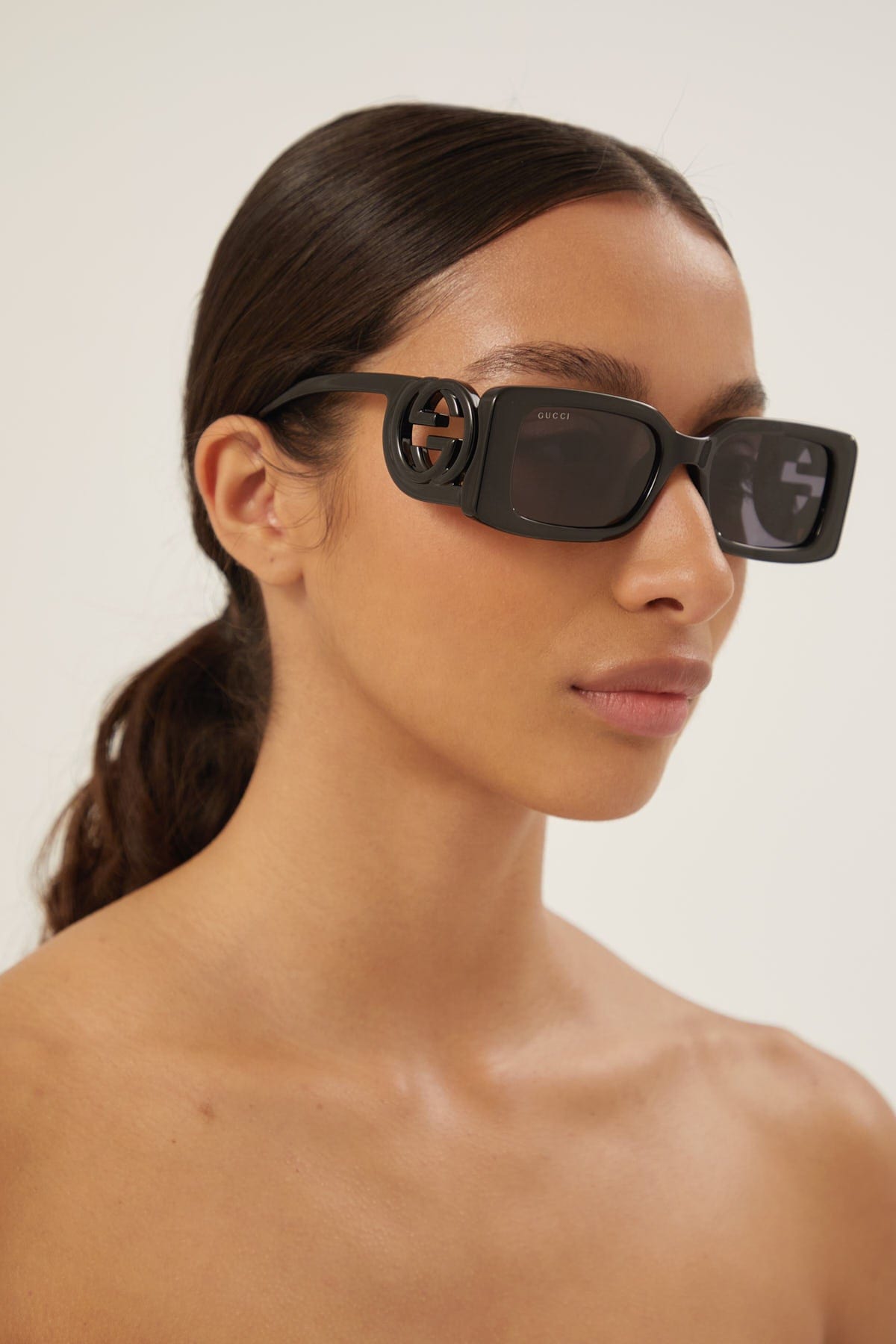 Gucci black bold rectangular sunglasses GG1325S - Eyewear Club