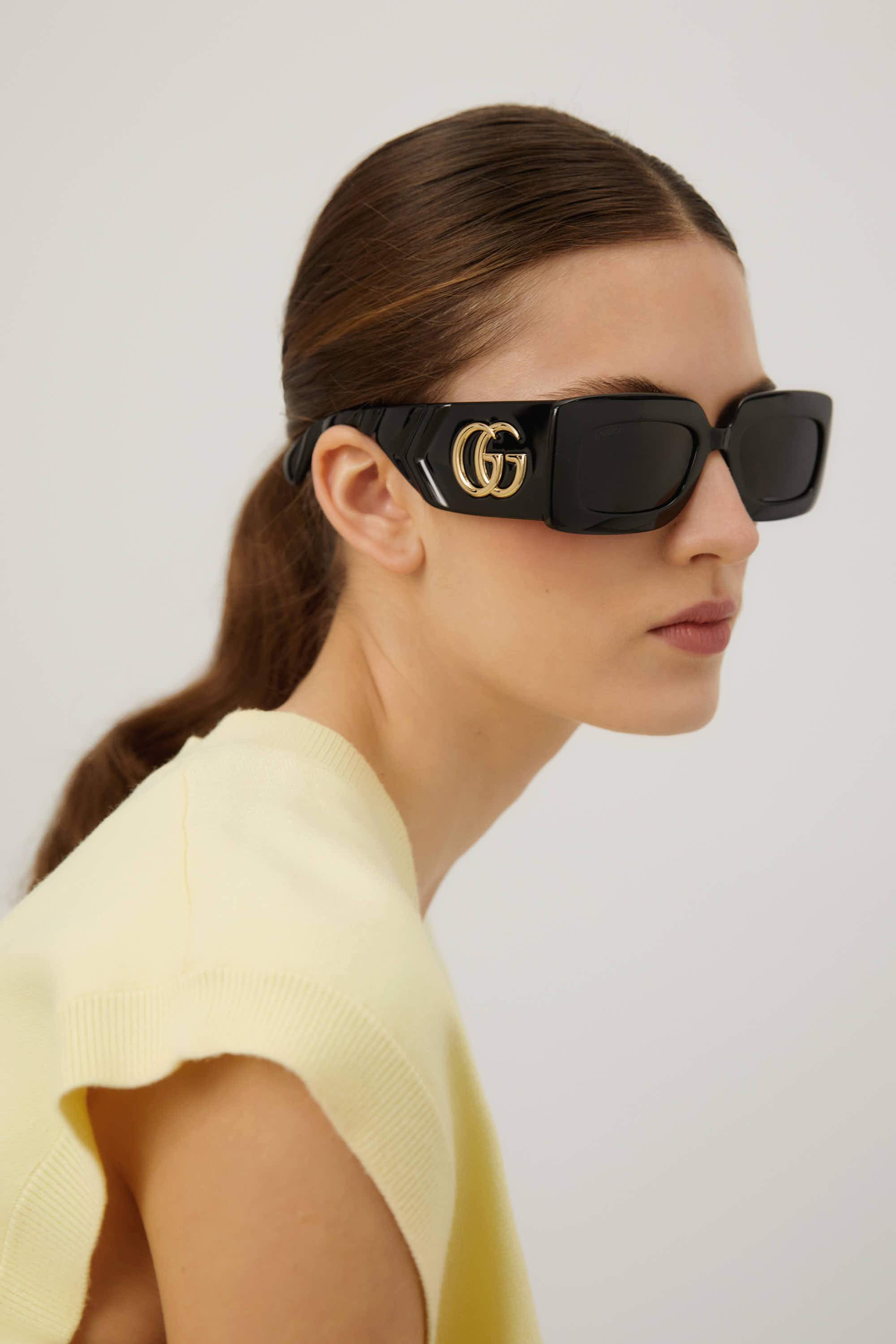 Gucci black sunglasses with matalasse temple - Eyewear Club