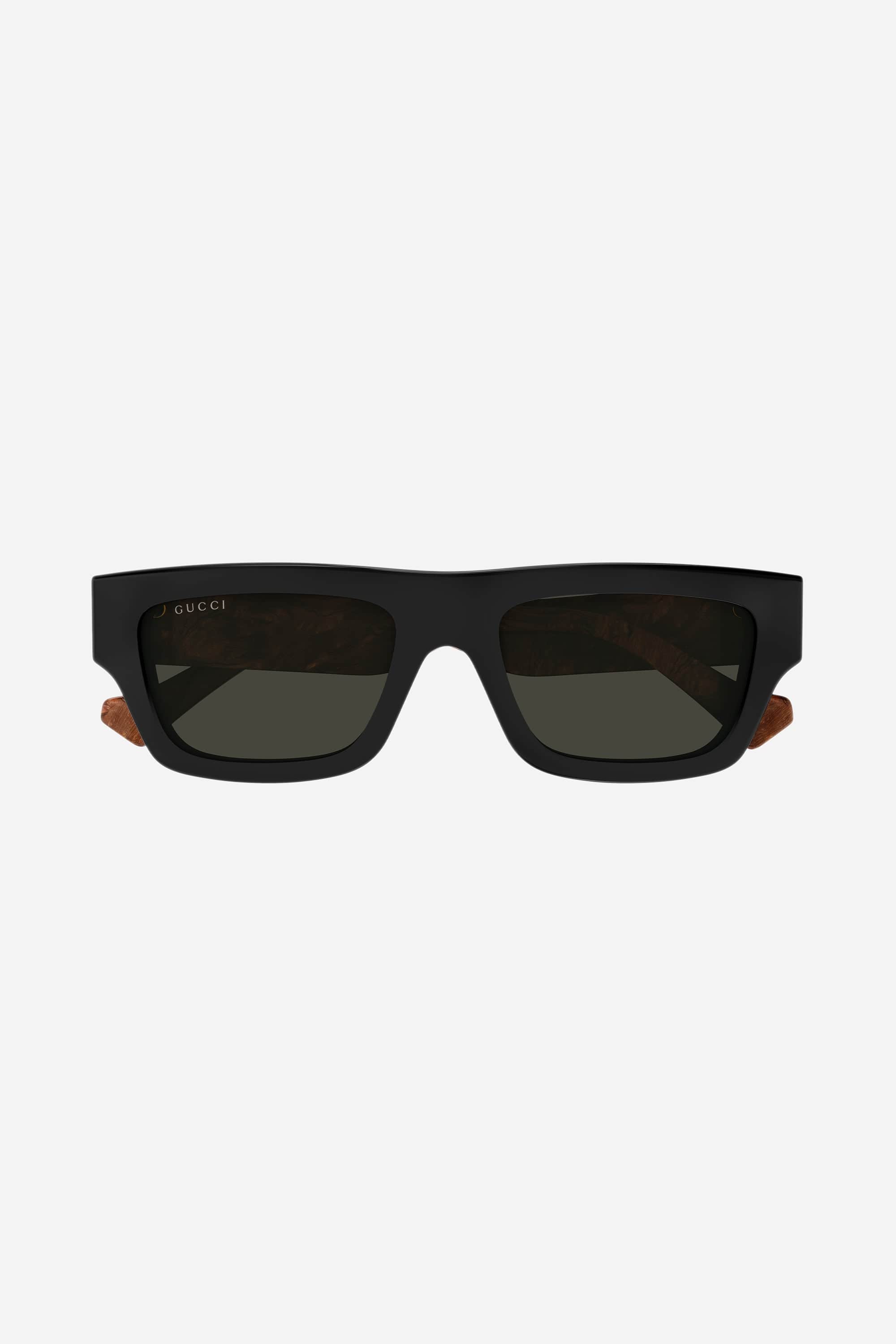 Gucci flat top black sunglasses with web temple - Eyewear Club