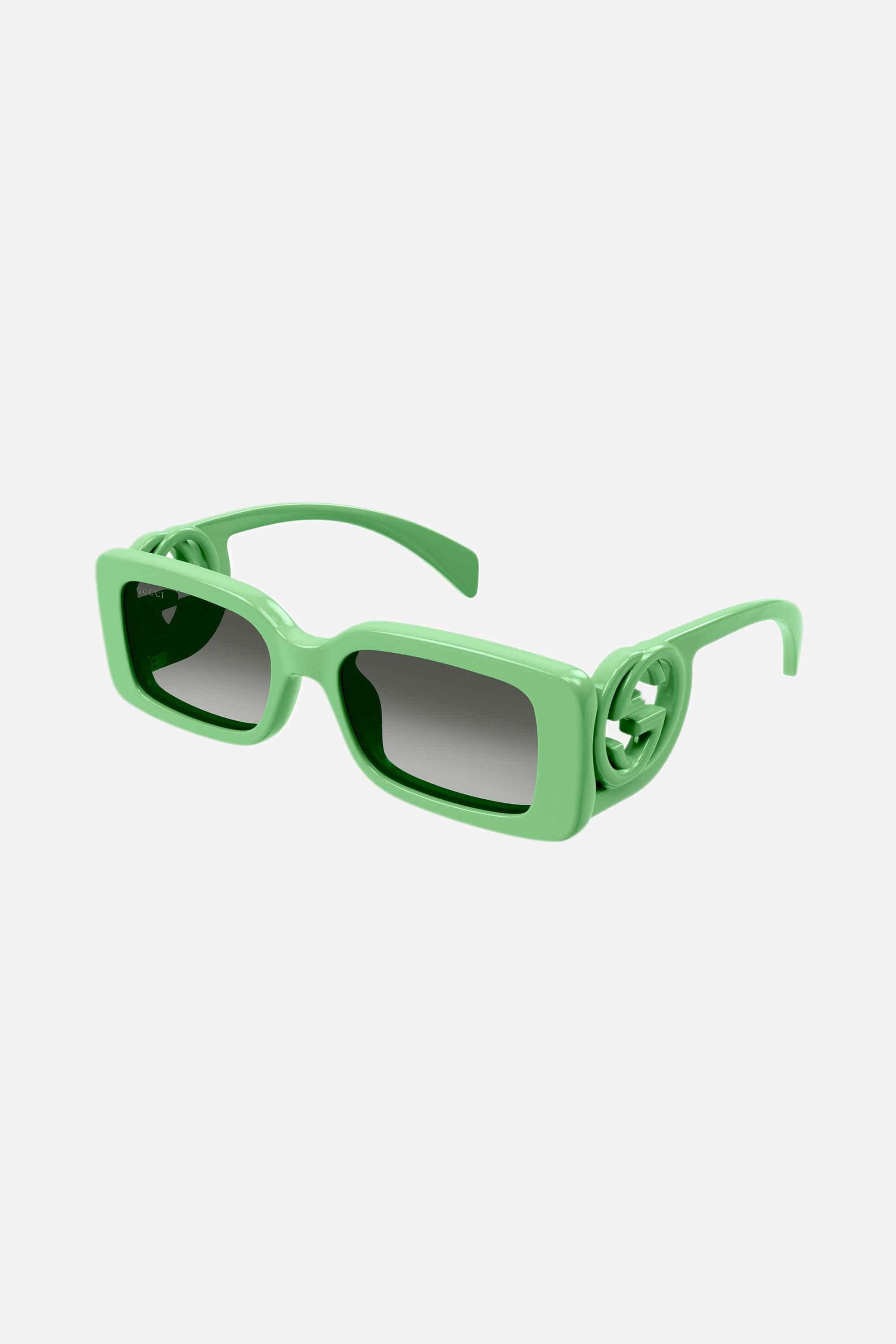 Gucci green bold rectangular sunglasses - Eyewear Club
