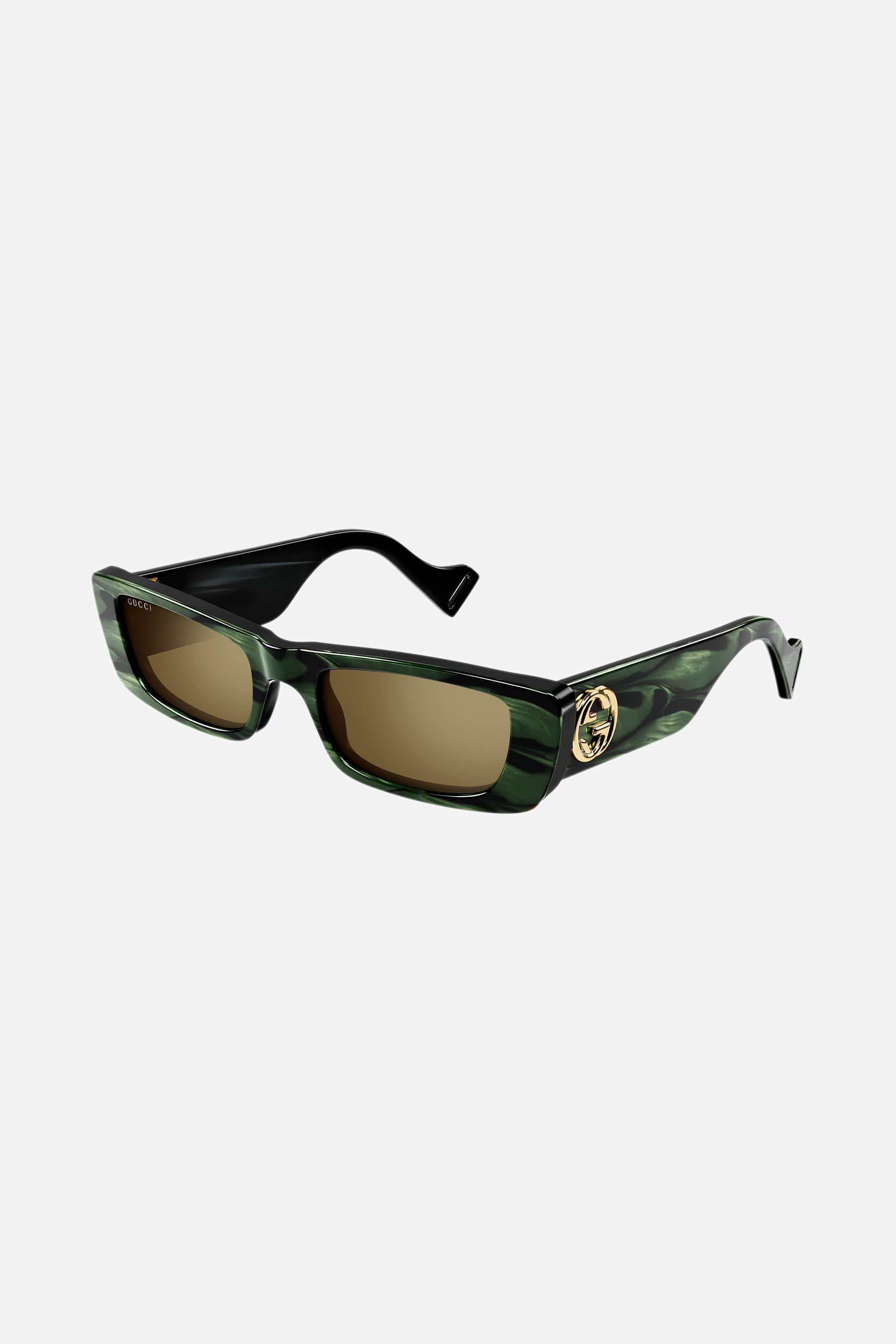 Gucci green rectangular sunglasses - Eyewear Club