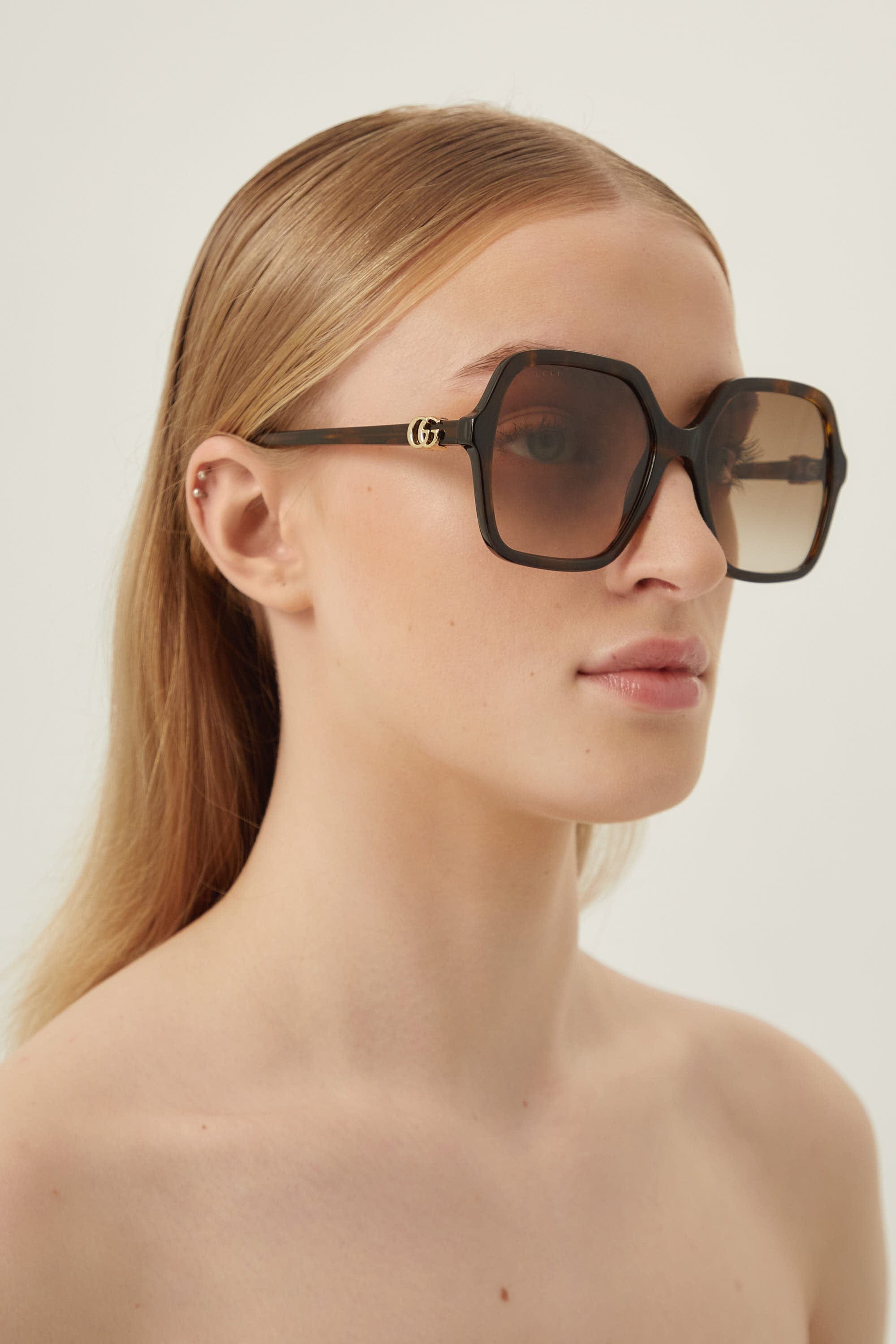 Gucci havana square shape sunglasses - Eyewear Club