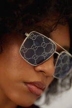 Load image into Gallery viewer, Gucci metal UNISEX caravan with all over GG logo in blue lenses

