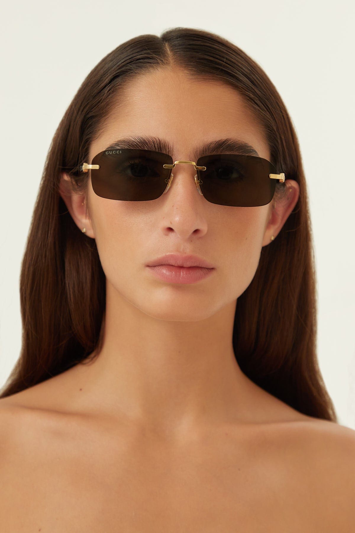Gucci micro rimless metal sunglasses - Eyewear Club