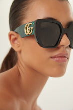 Load image into Gallery viewer, Gucci oversized black and green sunglasses with maxi logo - Eyewear Club
