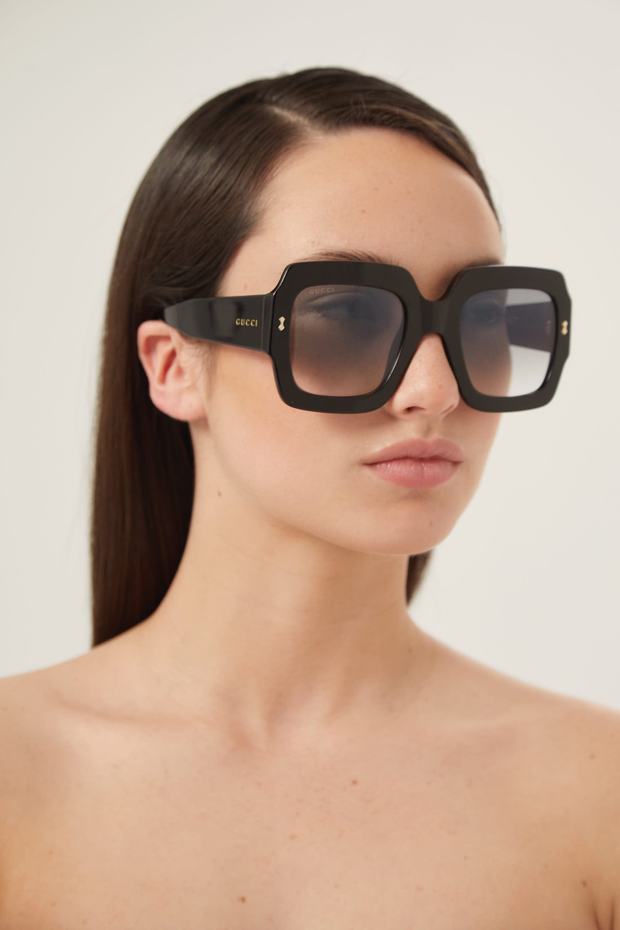 Gucci oversized squared sustainable black sunglasses - Eyewear Club