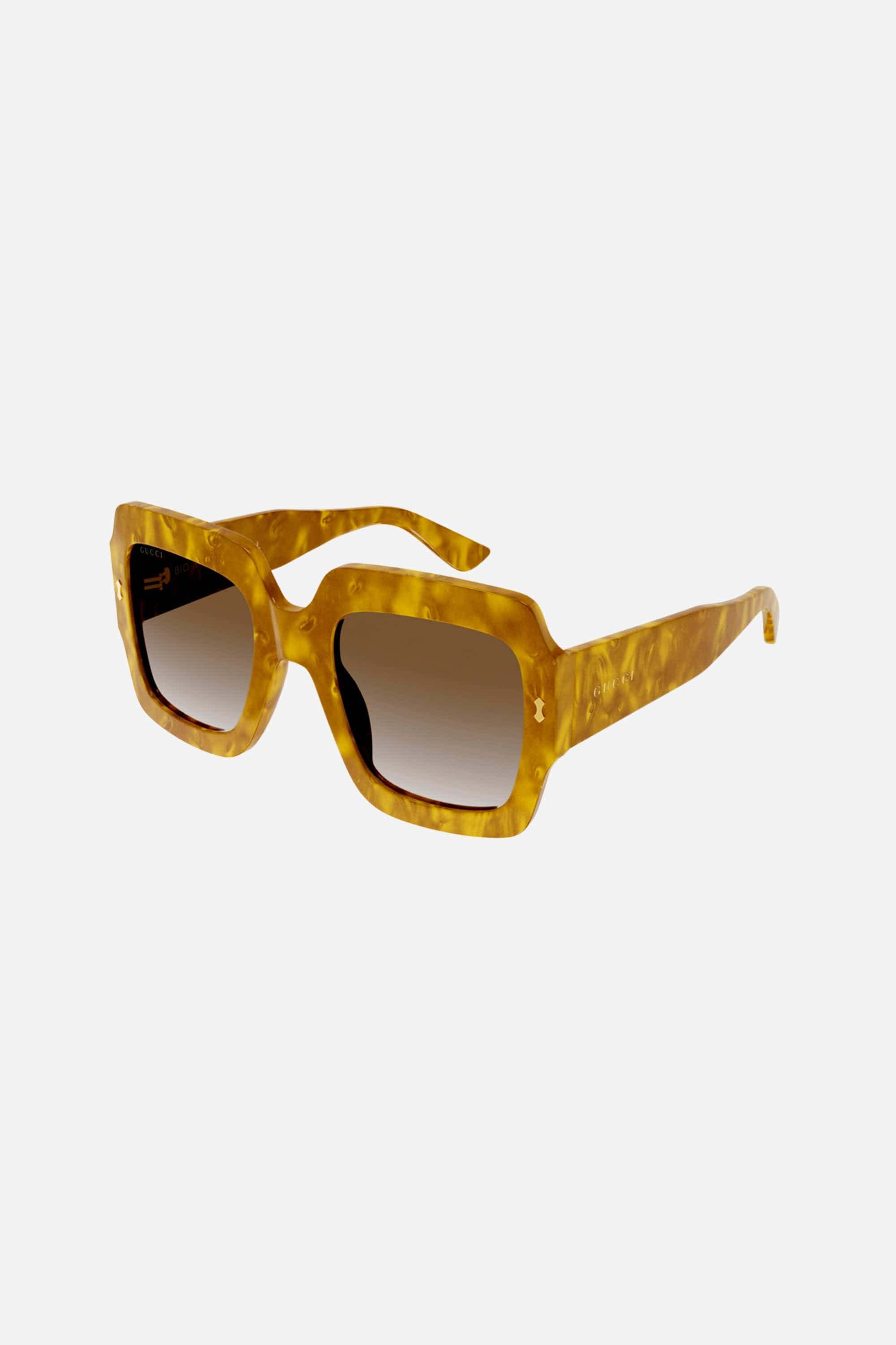 Gucci oversized squared sustainable yellow sunglasses - Eyewear Club