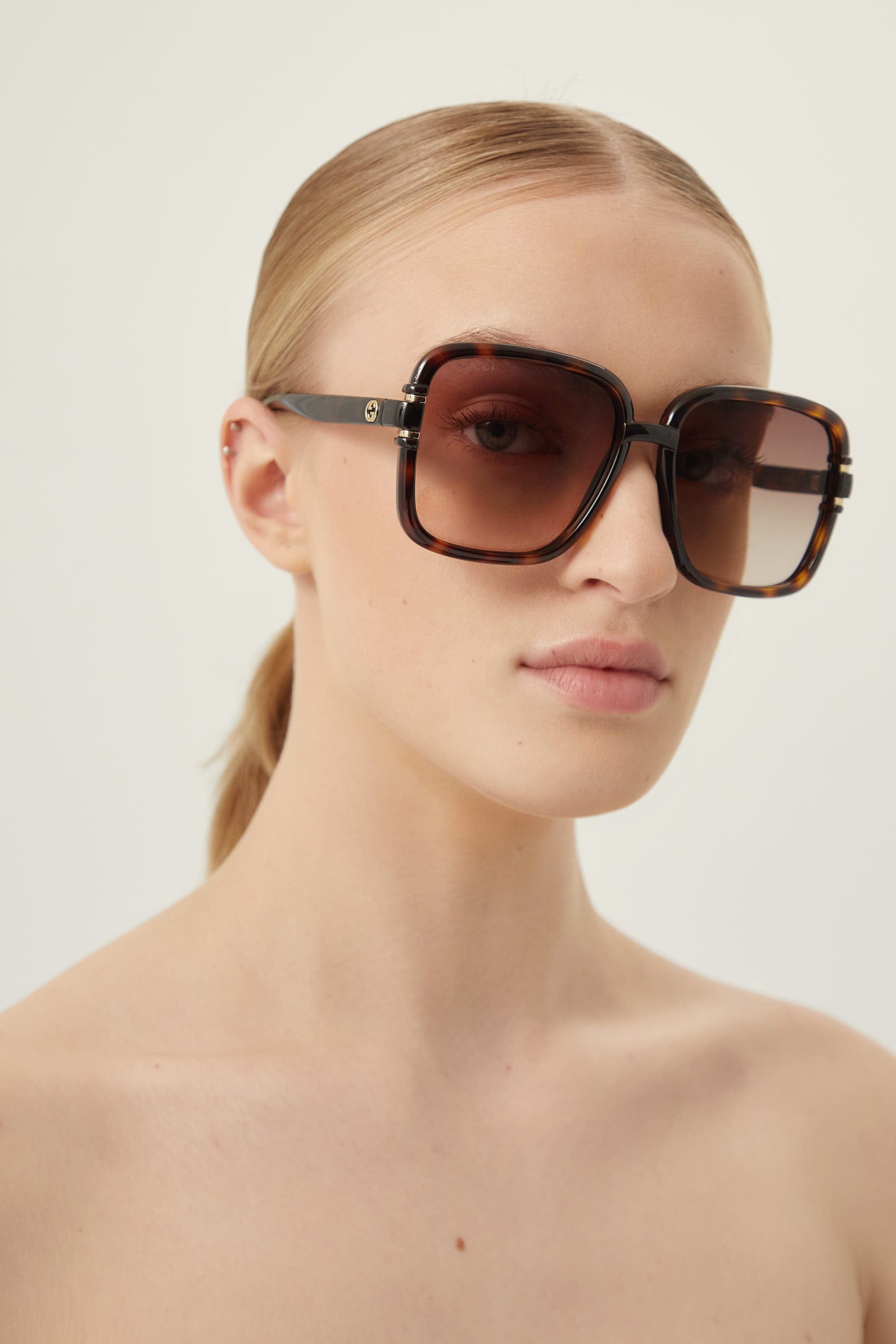 Gucci square shape havana sunglasses - Eyewear Club