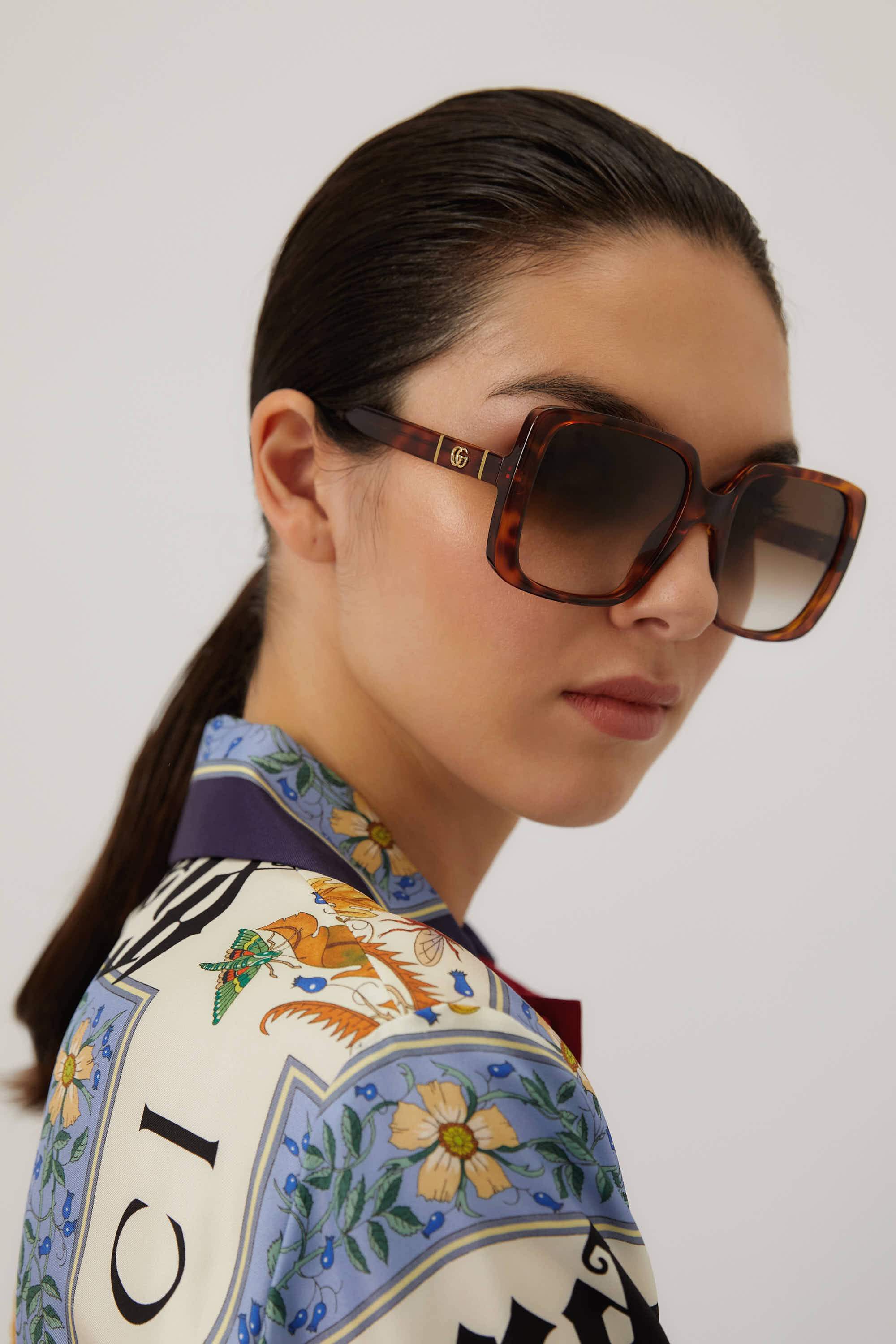 Gucci squared oversize femenine brown style - Eyewear Club