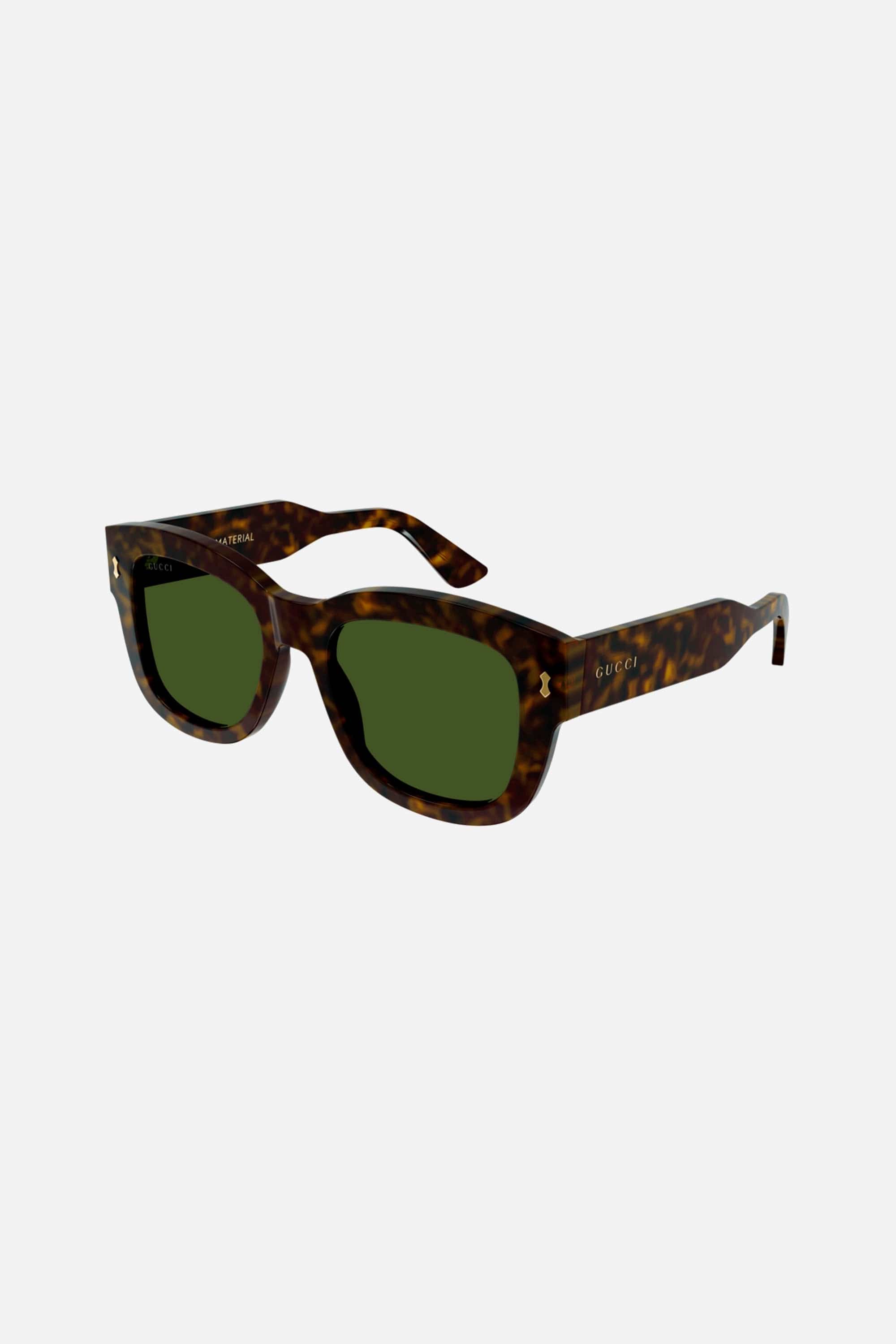 Gucci squared sustainable havana green sunglasses - Eyewear Club