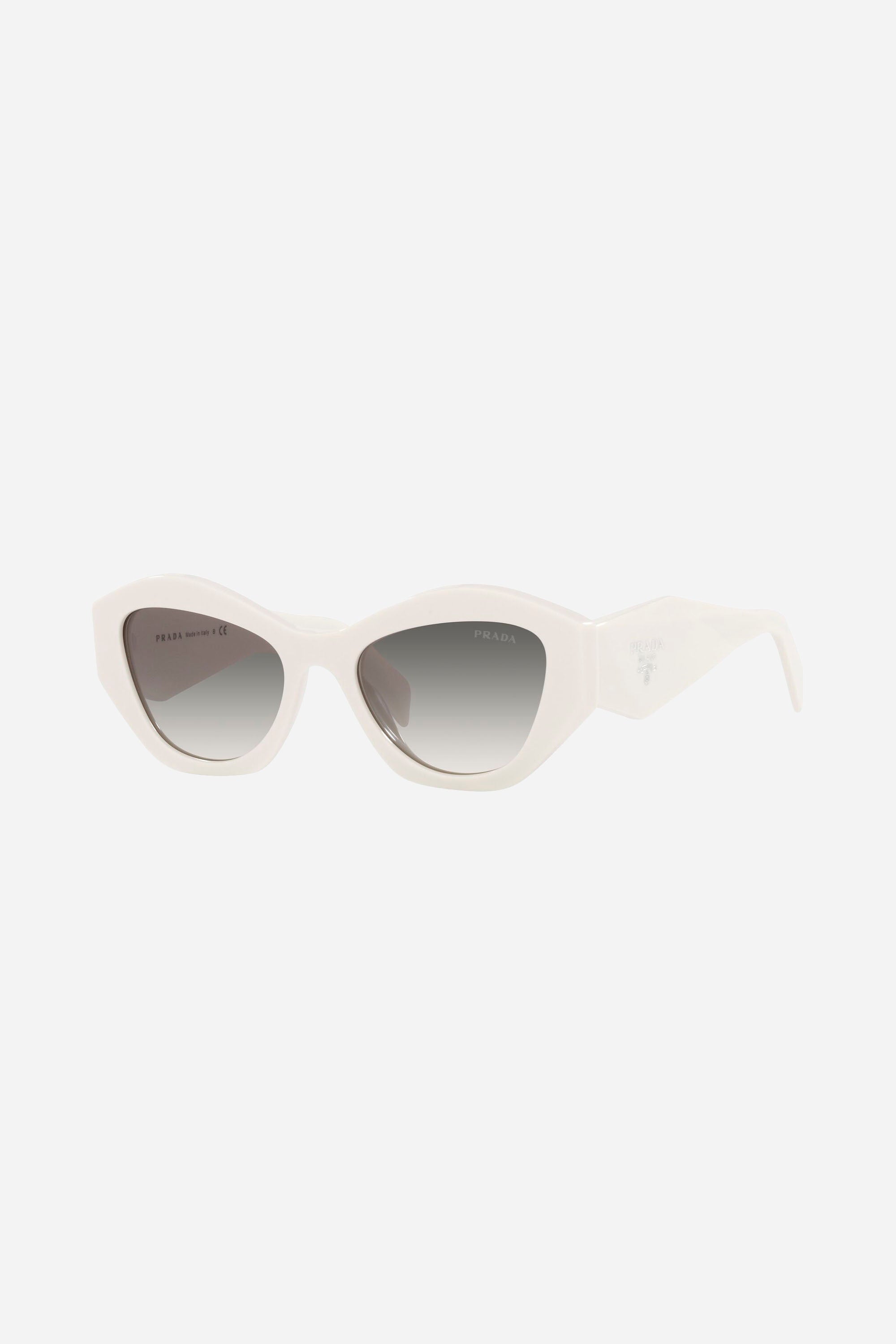 Prada oval white sunglasses featuring iconic logo - Eyewear Club