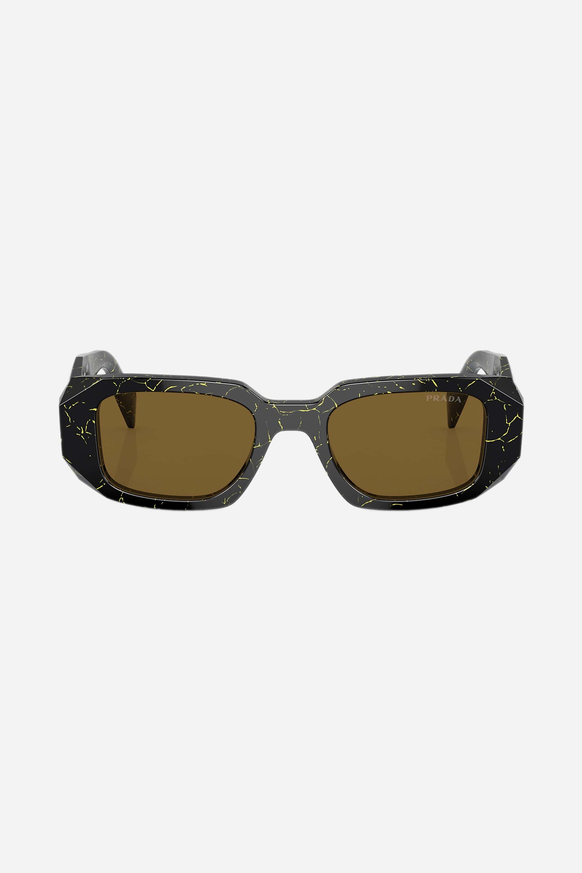 Prada symbol black and yellow marble oval sunglasses - Eyewear Club