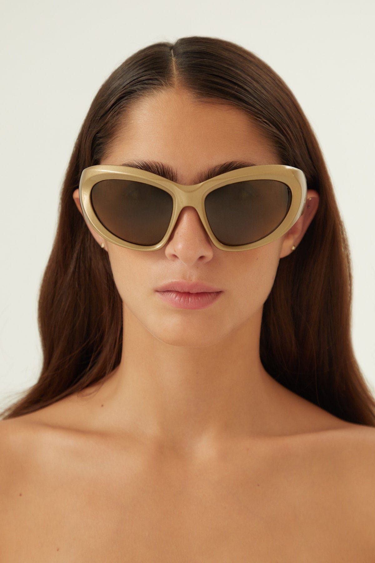 PRE ORDER 1st Dec. Balenciaga bold wrap around gold sunglasses - Eyewear Club