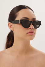 Load image into Gallery viewer, Saint Laurent black almond shape featuring bold YSL logo - Eyewear Club
