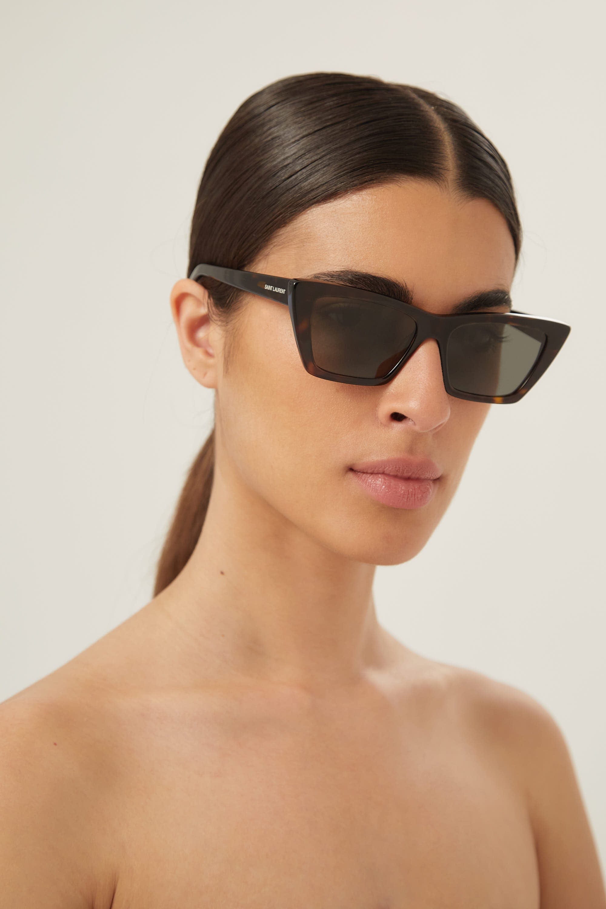 Saint Laurent iconic MICA cat-eye havana sunglasses - Eyewear Club