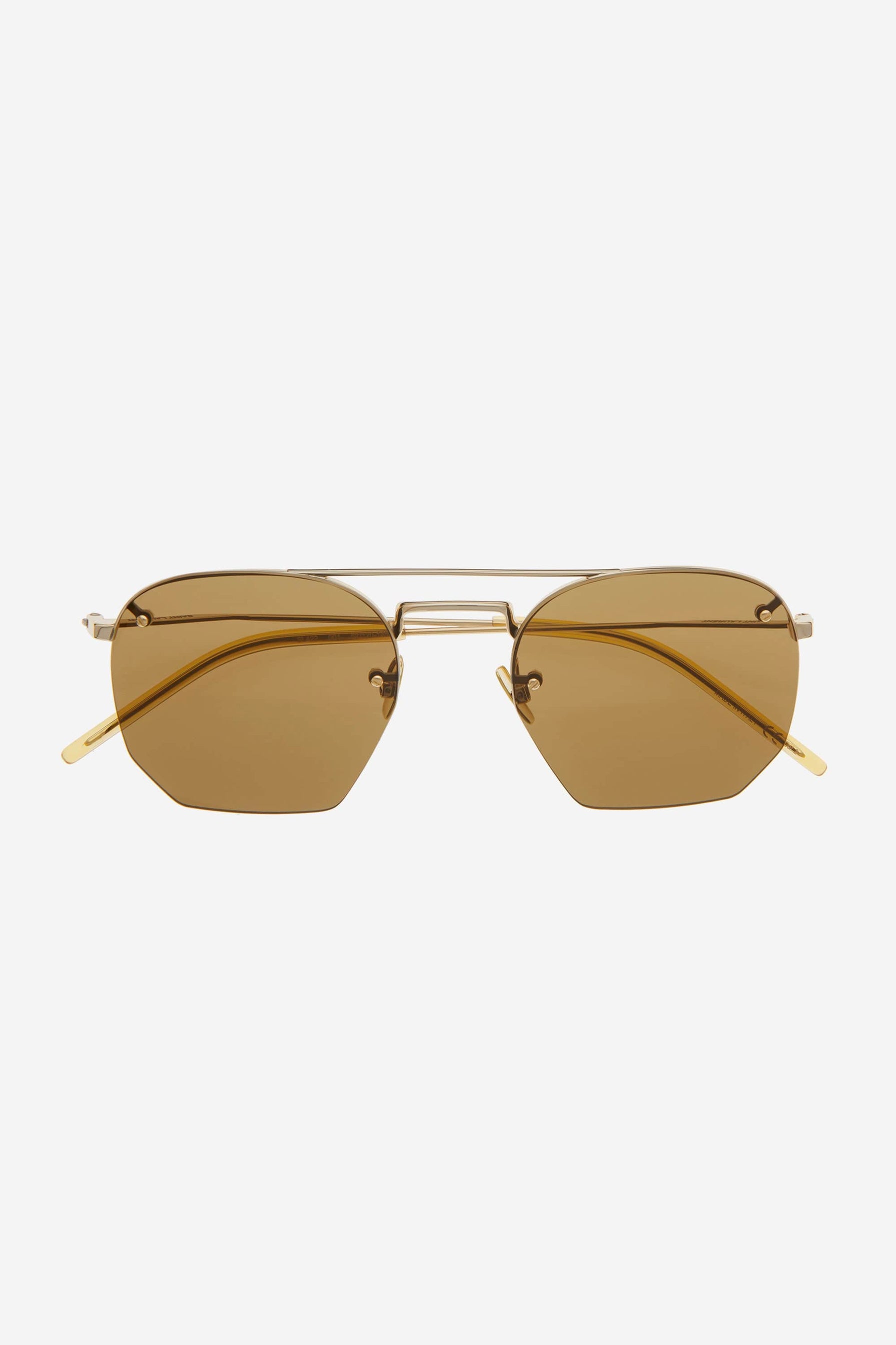 Saint Laurent rimless metal sytle gold brown sunglasses - Eyewear Club