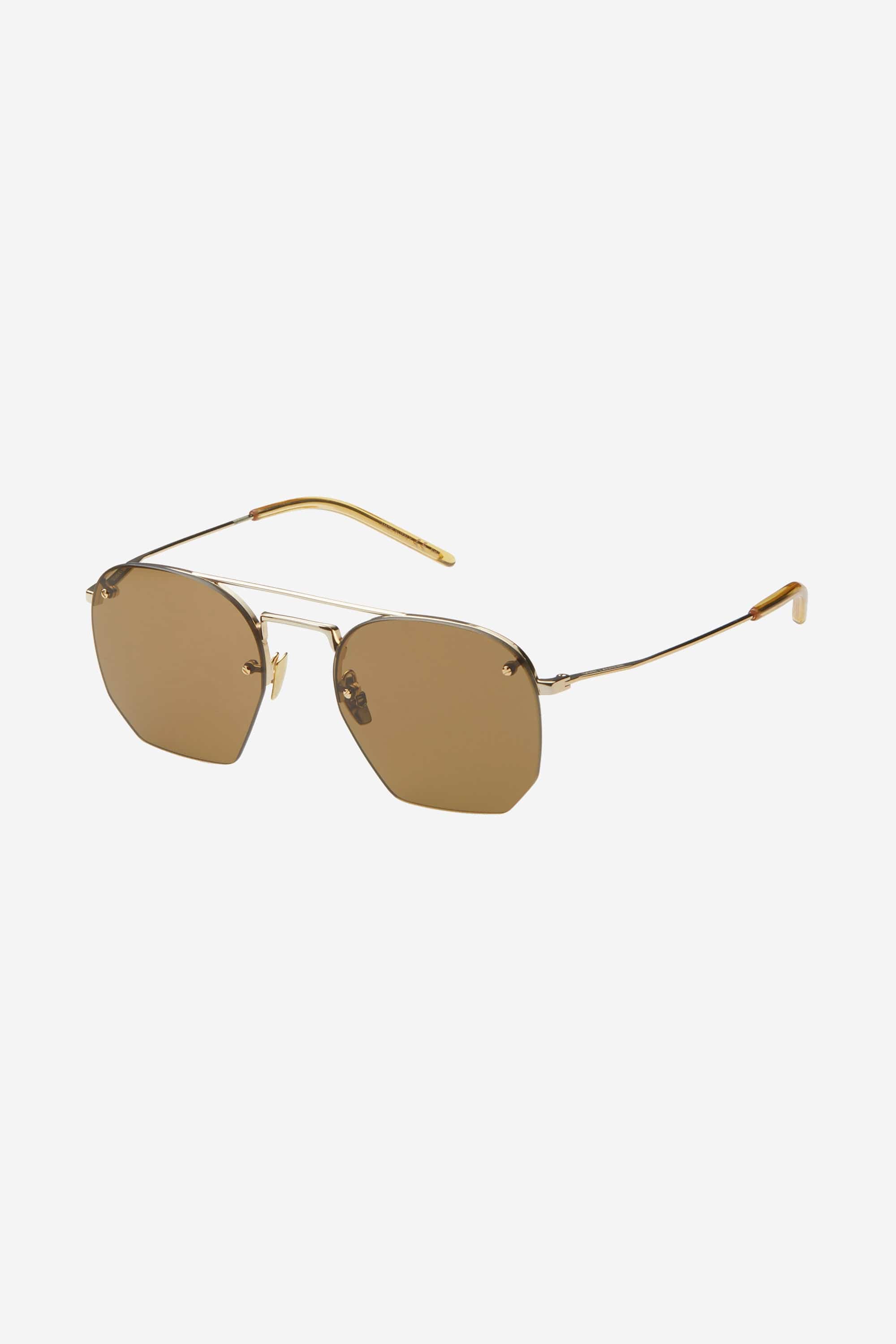 Saint Laurent rimless metal sytle gold brown sunglasses - Eyewear Club