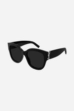 Load image into Gallery viewer, Saint Laurent SL M95 oversized black and silver cat eye sunglasses - Eyewear Club
