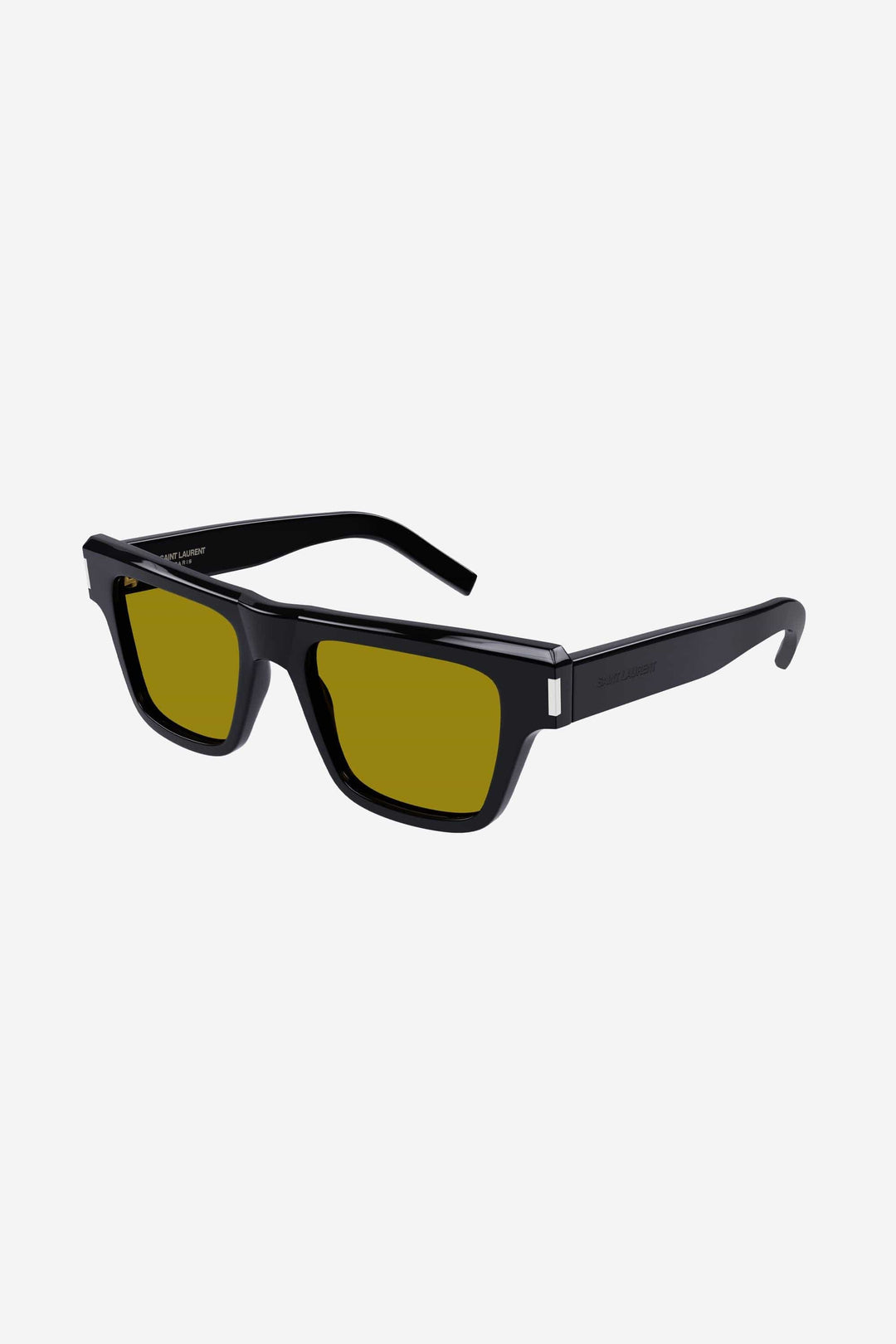 Saint Laurent squared black angular sunglasses with yellow lenses - Eyewear Club
