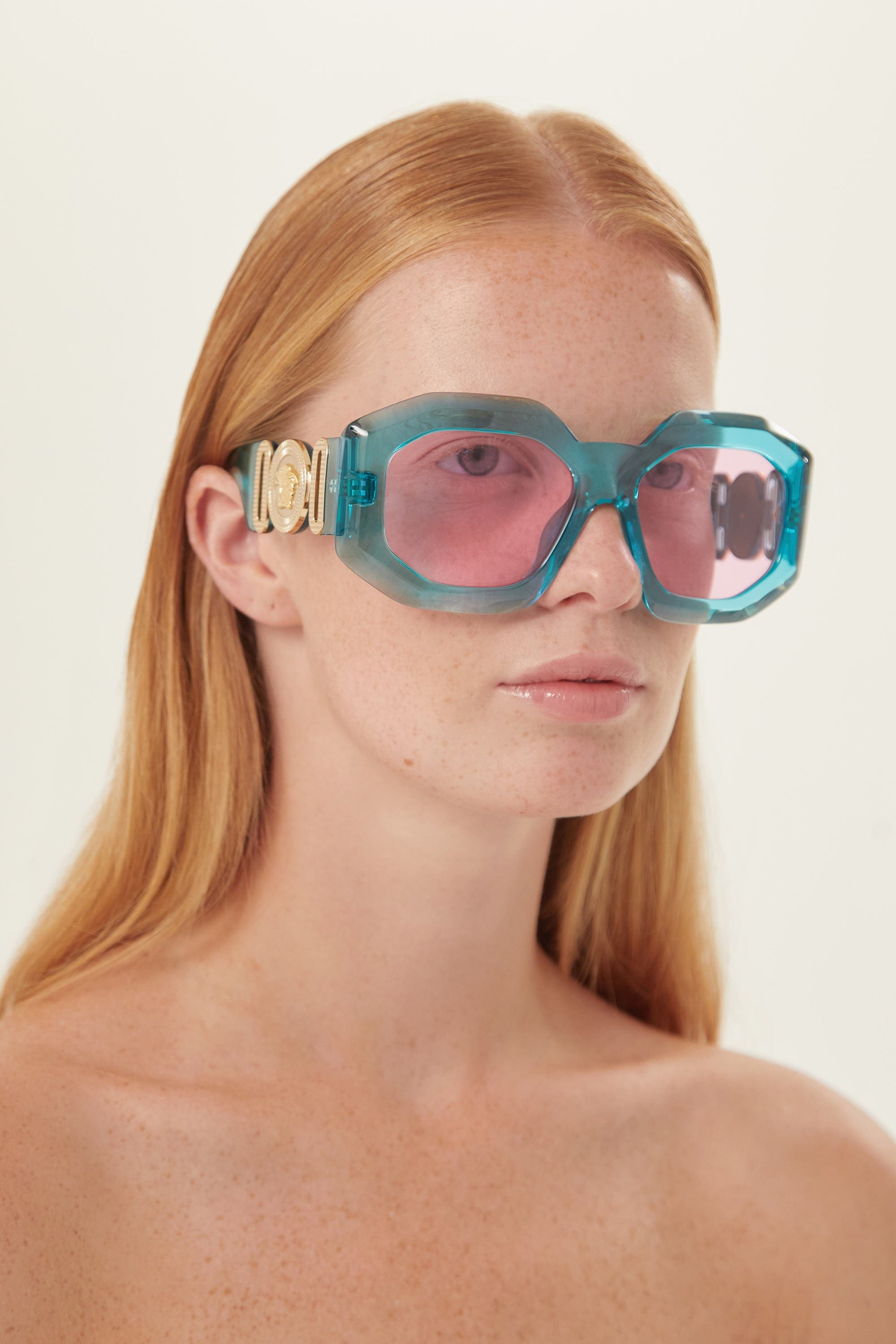 Versace biggie oversized sunglasses in blue with iconic jellyfish - Eyewear Club